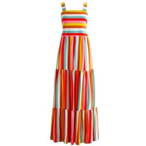 NWT J. Crew Tiered Maxi Dress in Rainbow Stripe.